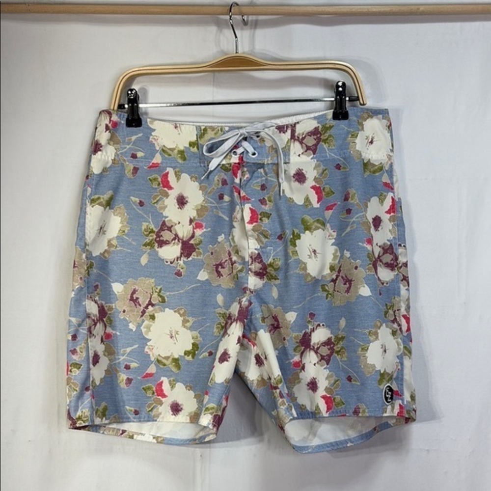 🍩Ezekiel Blue and Pink Board Shorts with Vintage Floral Design